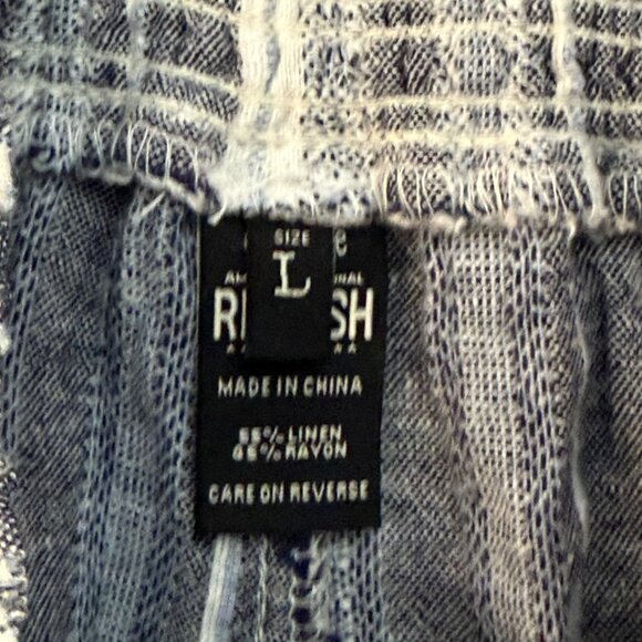 Rewash Smoked Wide Leg Pants Size L Linen Blend Pull On Striped Summer Beach - Picture 7 of 16